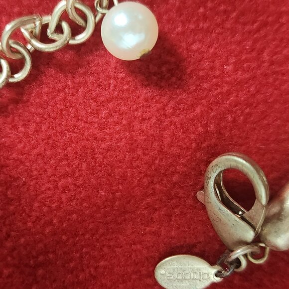 Chico's Silver Gold White Faux Pearl Crystal Ball Chain Box Link 36" Necklace - Picture 14 of 16